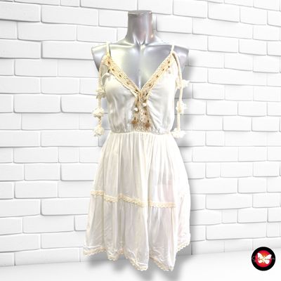 **HOY** Vestido boho  color Blanco roto Talla ÚNICA