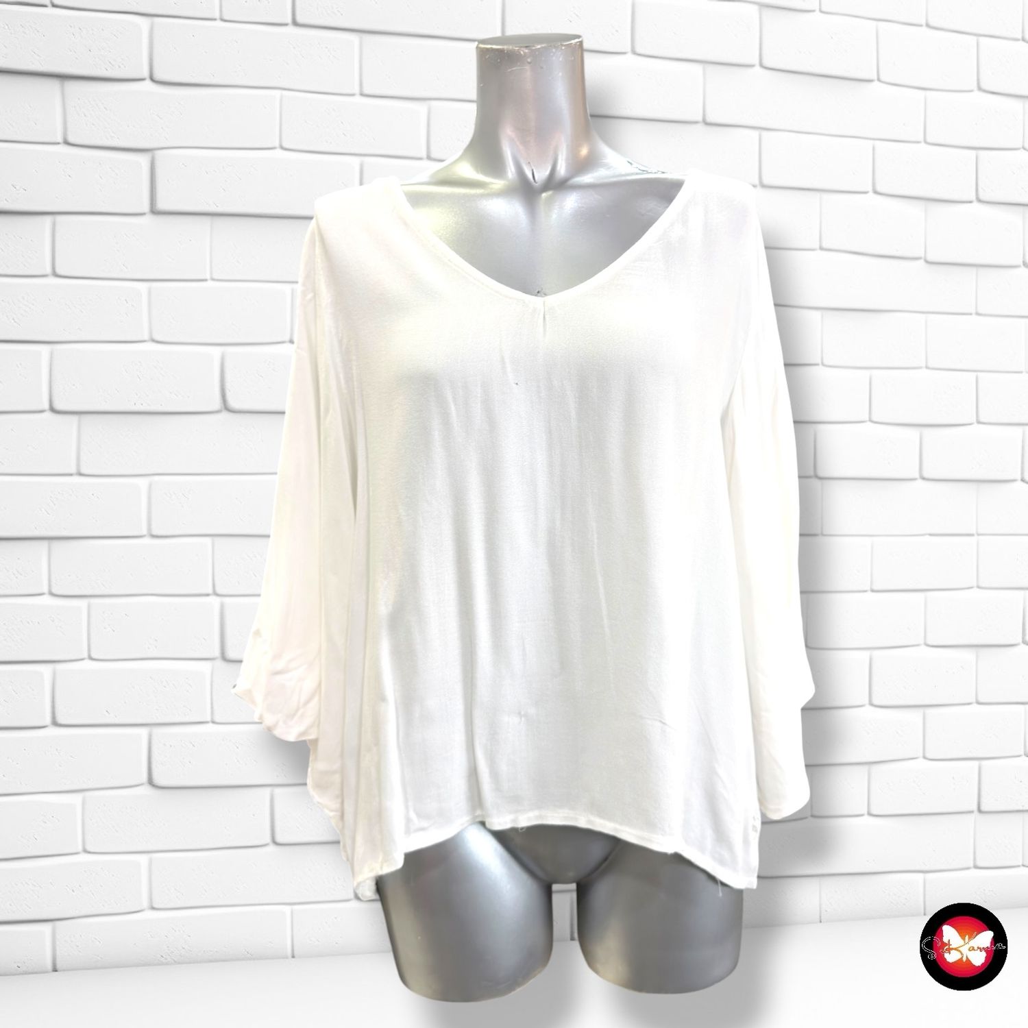 Blusa de media manga color Blanco Talla ÚNICA