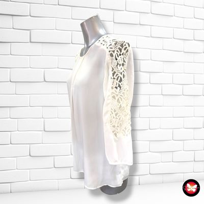 **HOY** Blusa de media manga con encaje SFERA color Blanco roto Talla S