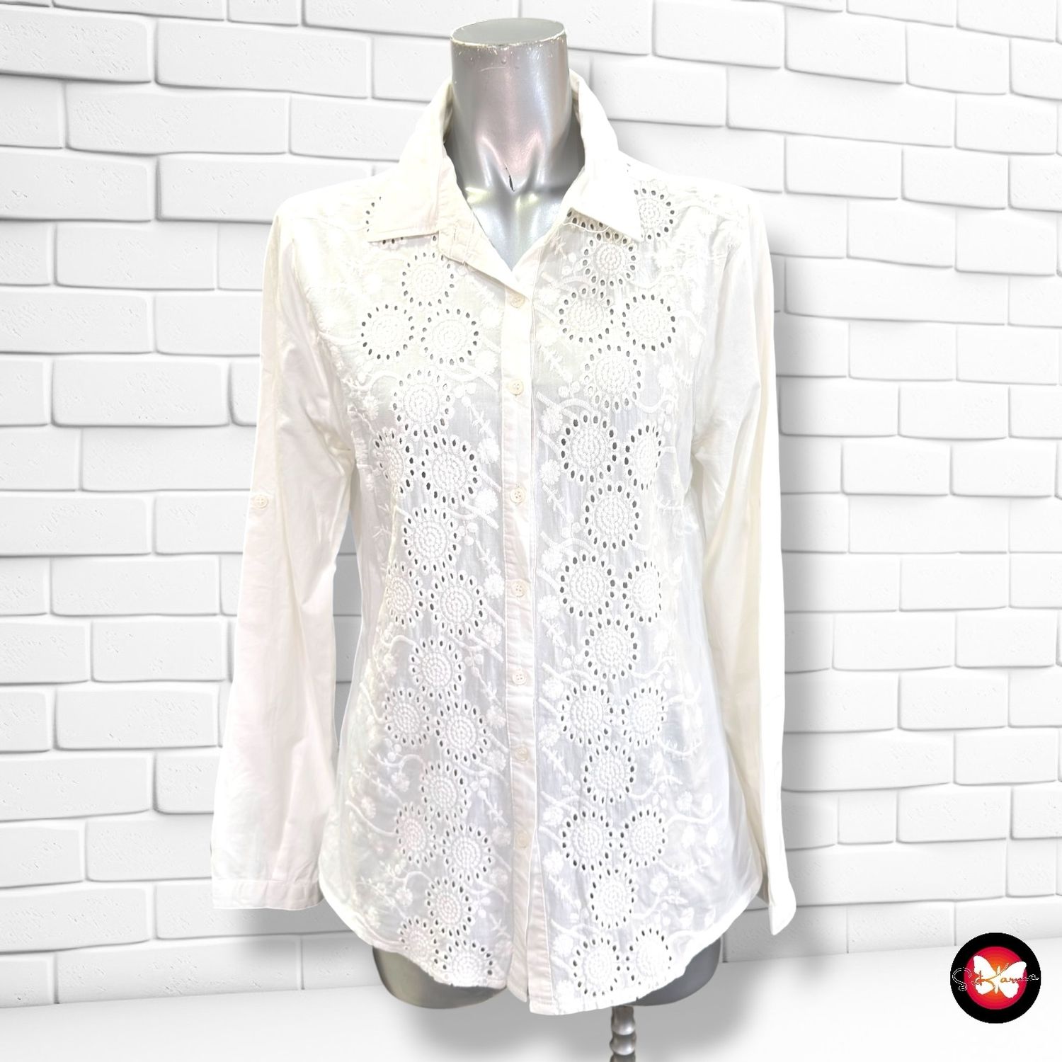 Camisa de manga larga con bordados CASHEW FLOWR color Blanco Talla M