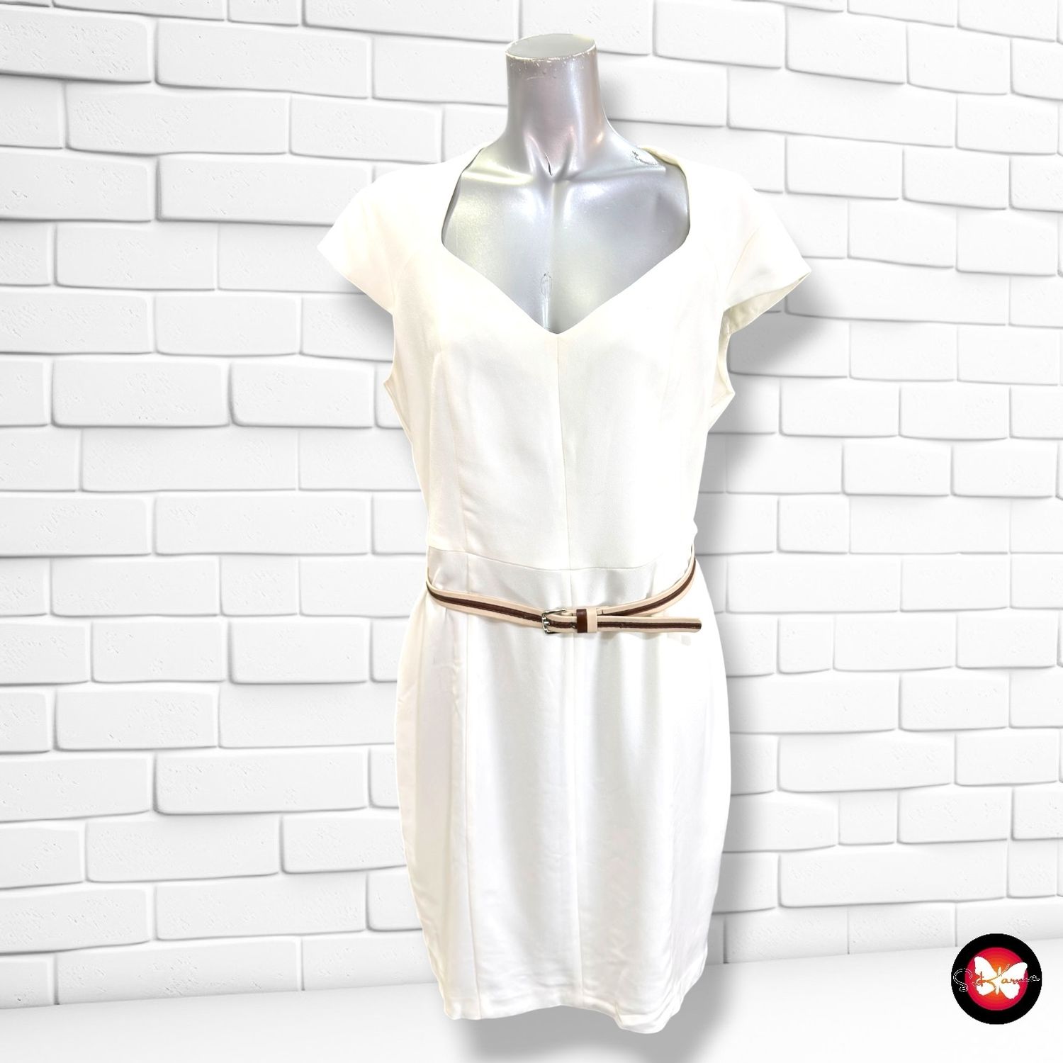 Vestido formal con cinturón JULIO color Blanco roto Talla 40 (10USA)