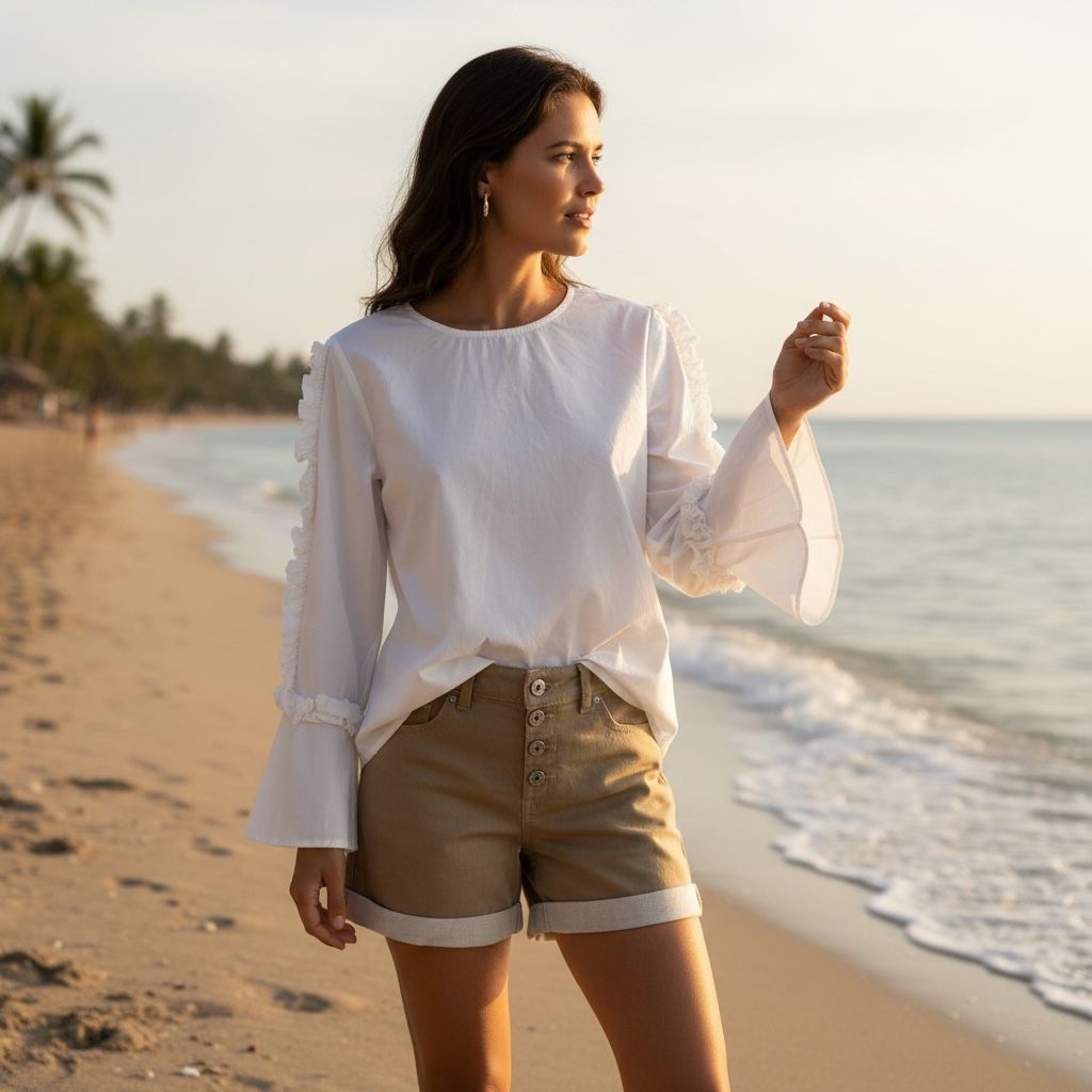 Blusa con volantitos TIFFOSI color Blanco Talla S