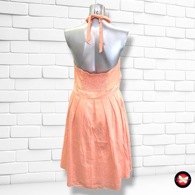 Vestido escote halter color Salmón Talla 38