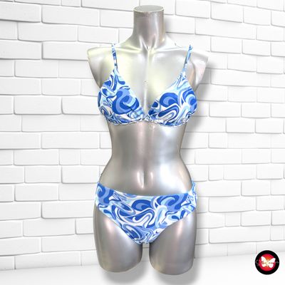 Bikini reversible color Azul, lila y blanco Talla 13-14 AÑOS