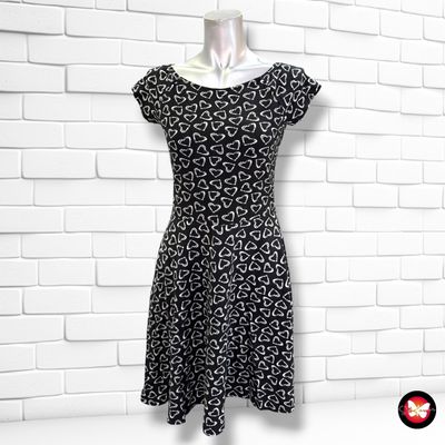 Vestido estampado corazones EASY WEAR color Negro y blanco Talla 38 (pequeña)