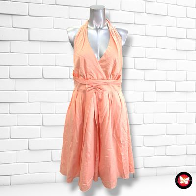 Vestido escote halter color Salmón Talla 38