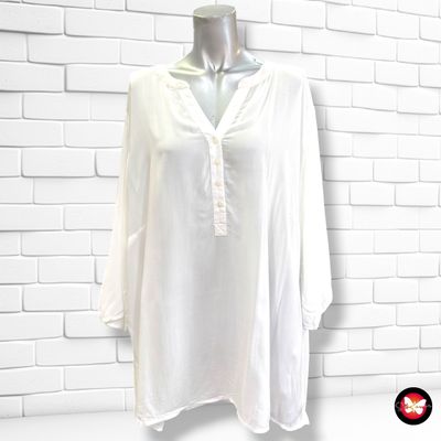 Blusa básica de media manga color Blanco Talla ÚNICA GRANDE