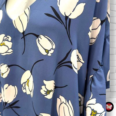 **HOY** Vestido con mangas de volantes EL CORTE INGLÉS color Azul y blanco Talla XXL