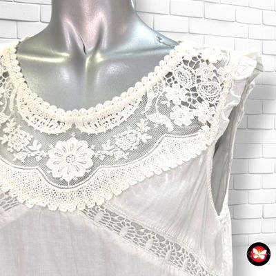 **HOY** Vestido sin mangas con encaje STRADIVARIUS color Blanco Talla L (pequeña)