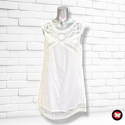 **HOY** Vestido sin mangas con encaje STRADIVARIUS color Blanco Talla L (pequeña)