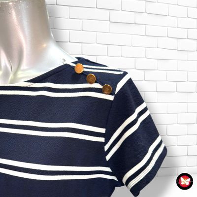 **HOY** Vestido de rayas SFERA color Azul marino y blanco Talla M