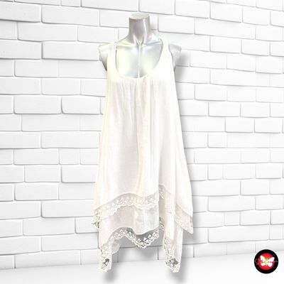 **HOY** Blusa larga con encaje color Blanco Talla ÚNICA