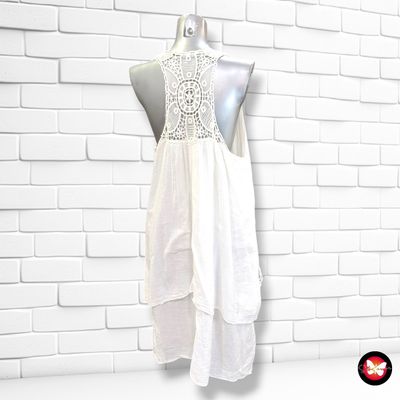**HOY** Blusa larga con encaje color Blanco Talla ÚNICA