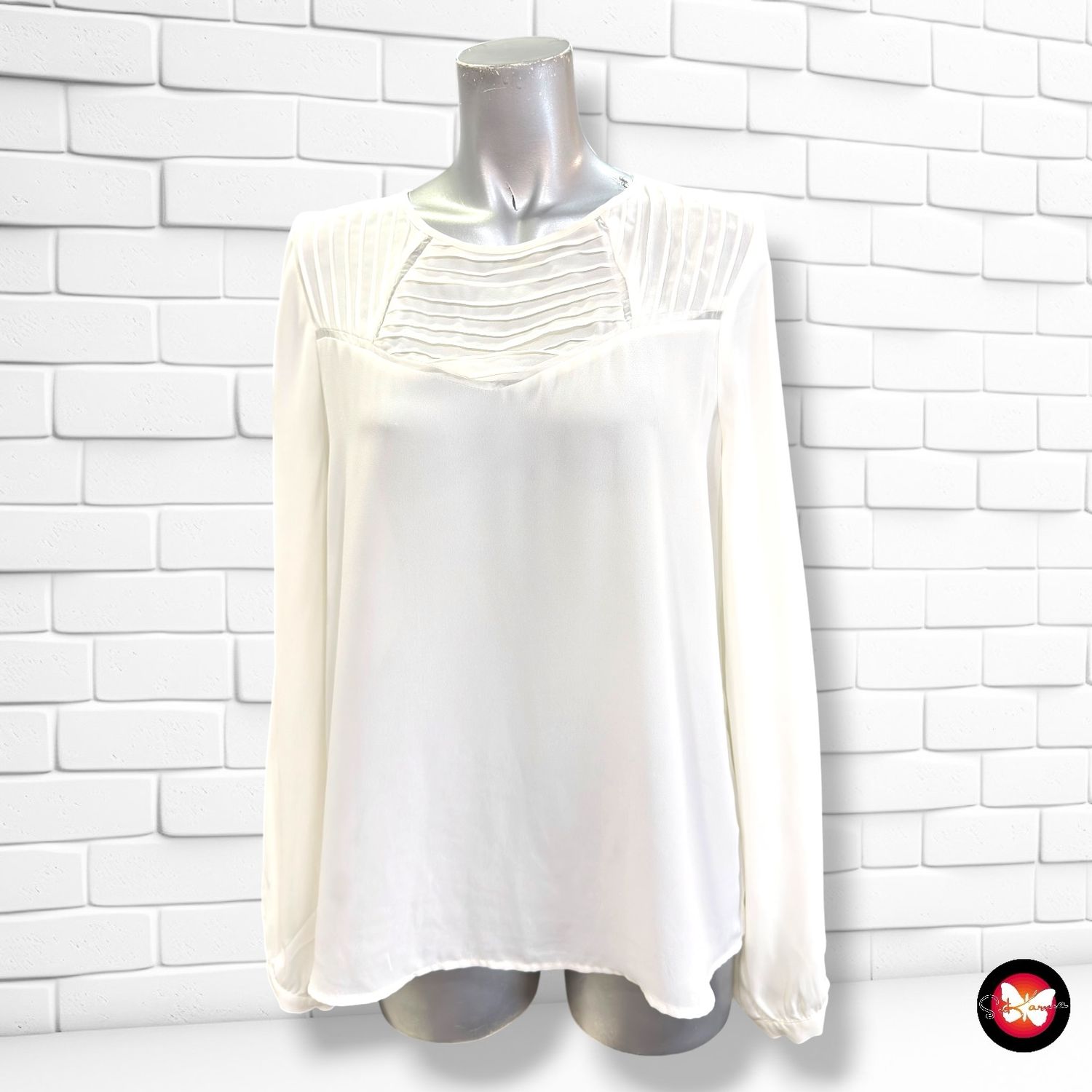 Blusa de manga larga traslúcida TINTORETTO color Blanco roto Talla 40
