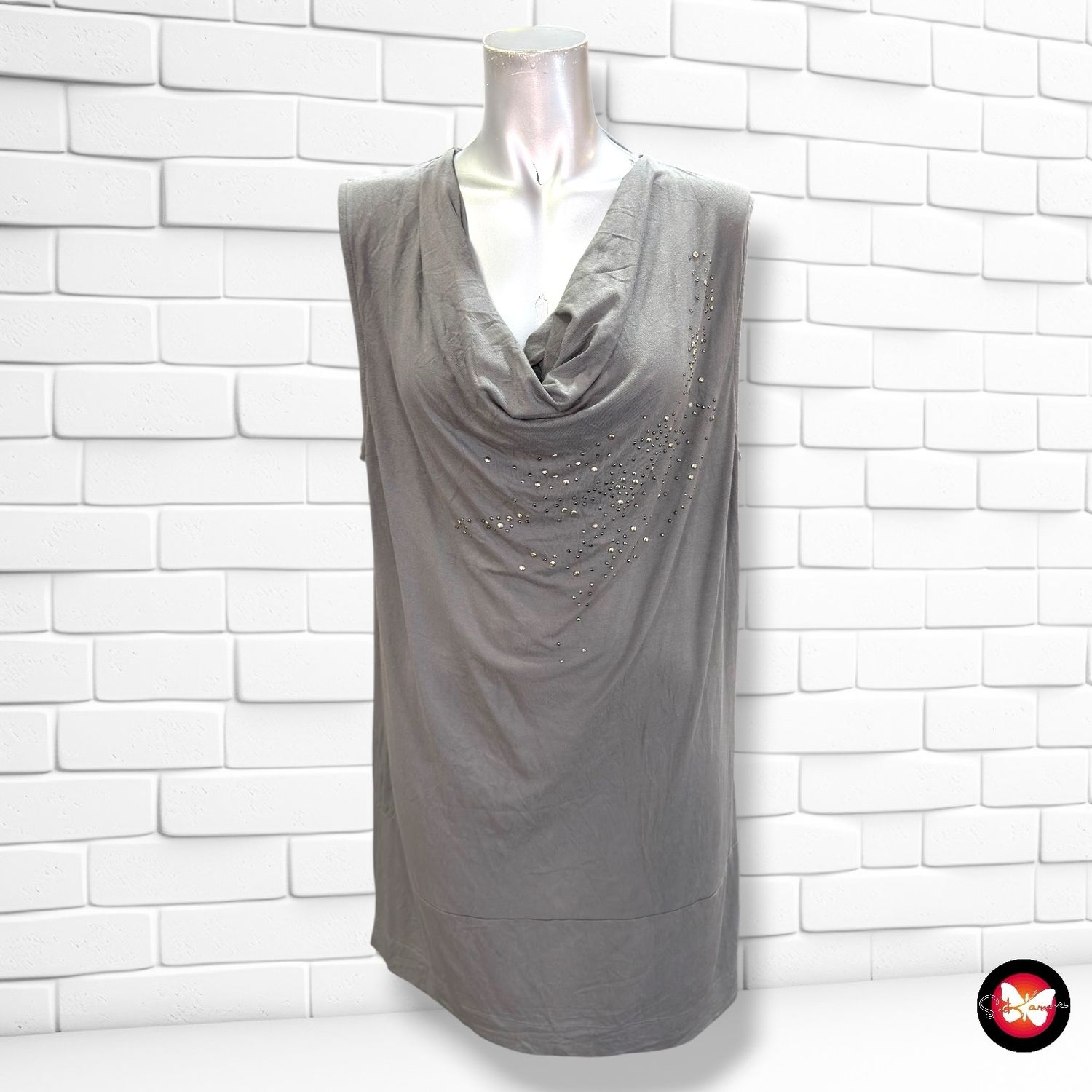 Vestido escote drapeado TAIFUN color Gris Talla M/L