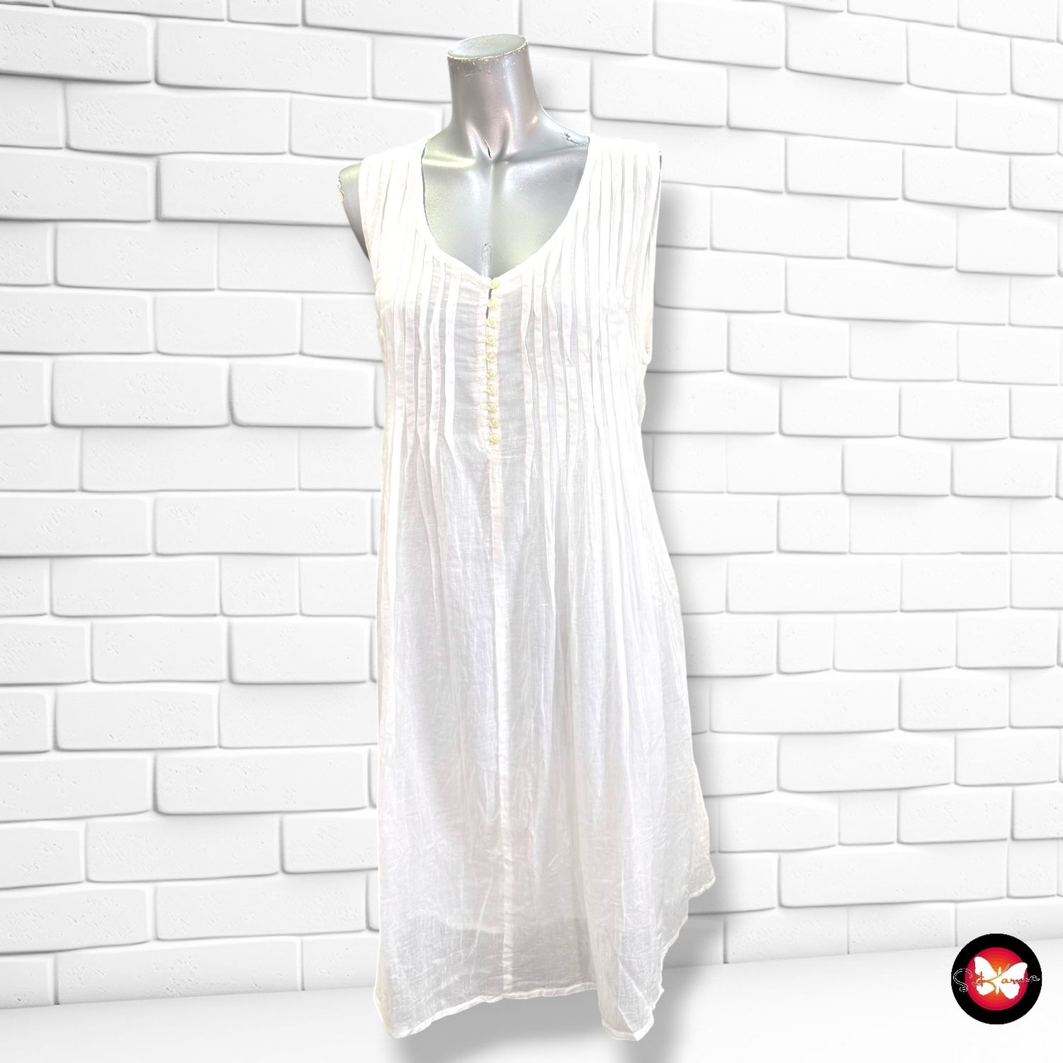 Vestido playero sin mangas  color Blanco Talla ÚNICA