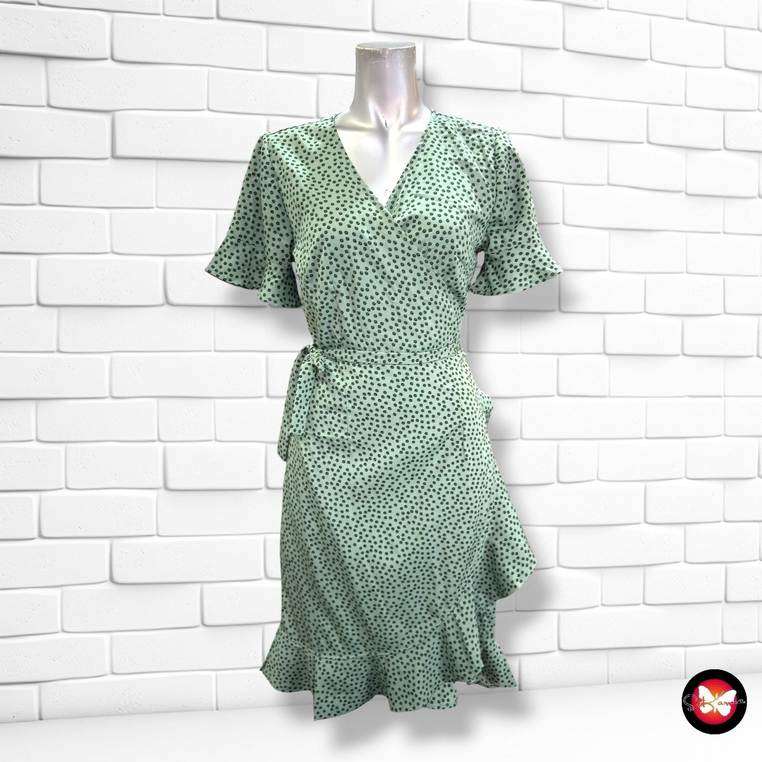 Vestido escote cruzado ONLY color Verde Talla 38