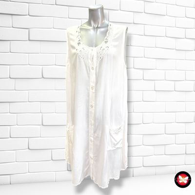 **HOY** Vestido playero sin mangas con botones color Blanco Talla 40/42