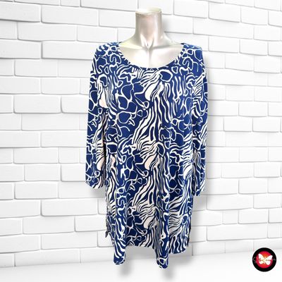**HOY** Blusa de media manga  color Azul y blanco Talla L (grande)