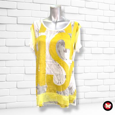 **HOY** Blusa de manga corta con frente sedoso MESSCALINO color Hueso, mostaza y gris Talla 44
