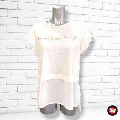 **HOY** Camiseta de manga corta con bajo blusa ZARA color Crema Talla S