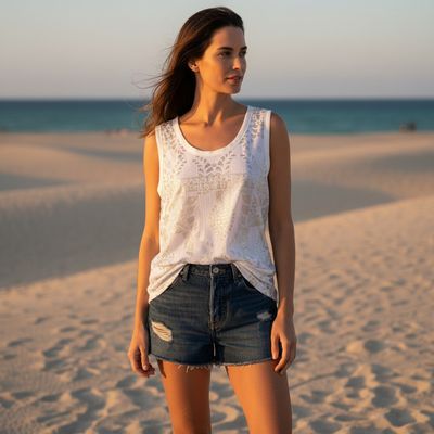 **HOY** Camiseta de tirantes CUSTO BARCELONA color Blanco y plateado Talla XL (pequeña)
