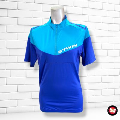 **HOY** Camiseta deportiva ciclista B’TWIN color Azul y turquesa Talla Hombre S