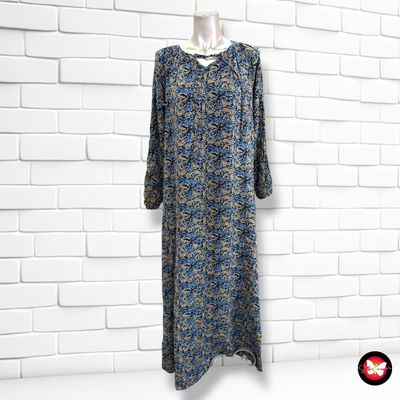 **HOY** Vestido largo de manga larga color Azul marino y verde Talla XXL