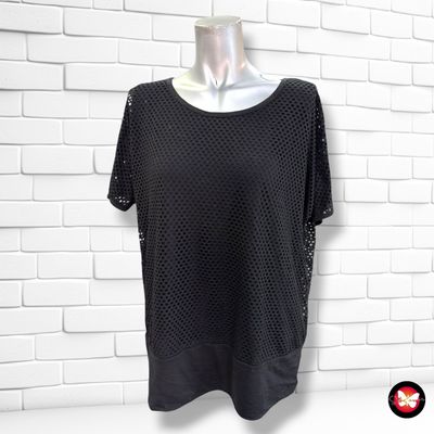 **HOY** Blusa corte mariposa de rejilla MAXI BLUE. color Negro Talla 42/44