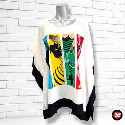 **HOY** Blusa tipo pañuelo color Blanco y negro Talla ÚNICA GRANDE