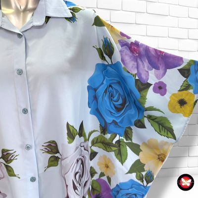 **HOY** Camisa corte mariposa BOCETTO color Celeste y varios Talla L/XL (grande)