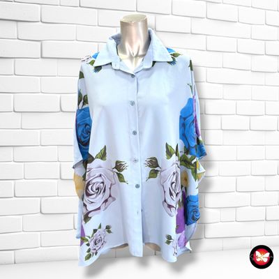 **HOY** Camisa corte mariposa BOCETTO color Celeste y varios Talla L/XL (grande)