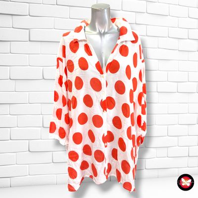 **HOY** Camisa con maxi lunares CPM DUE color Blanco y naranja Talla 54