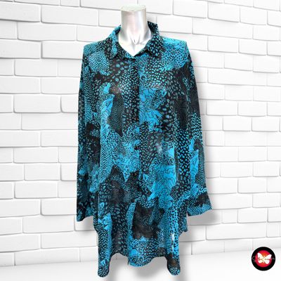 **HOY** Camisa traslúcida MONKL color Turquesa y negro Talla L (grande)
