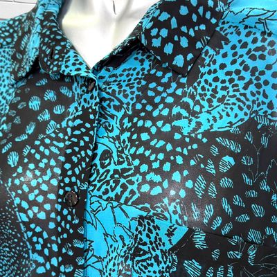 **HOY** Camisa traslúcida MONKL color Turquesa y negro Talla L (grande)