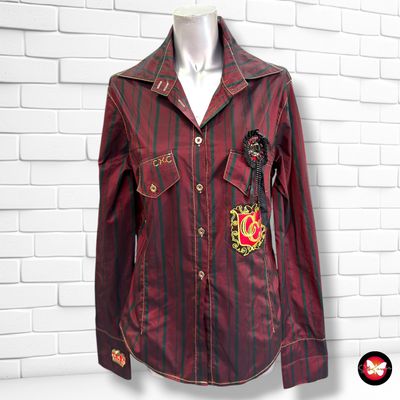 **HOY** Camisa de manga larga con apliques CRISTINA CAPUCCI color Granate y verde Talla L