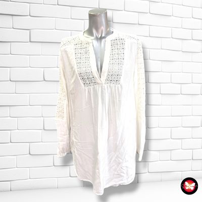 **HOY** Blusa de media manga con transparencias color Blanco Talla L