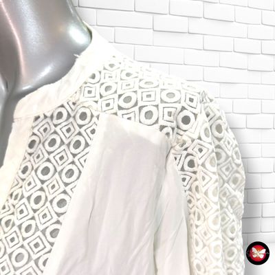 **HOY** Blusa de media manga con transparencias color Blanco Talla L