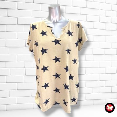 **HOY** Camiseta de manga corta de estrellitas RAINBOW color Beige y azul Talla 44/46