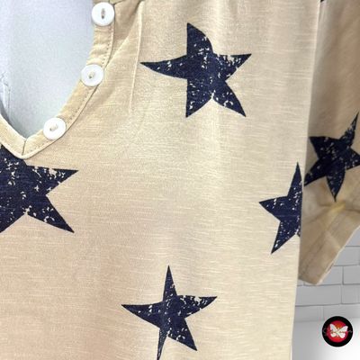 **HOY** Camiseta de manga corta de estrellitas RAINBOW color Beige y azul Talla 44/46