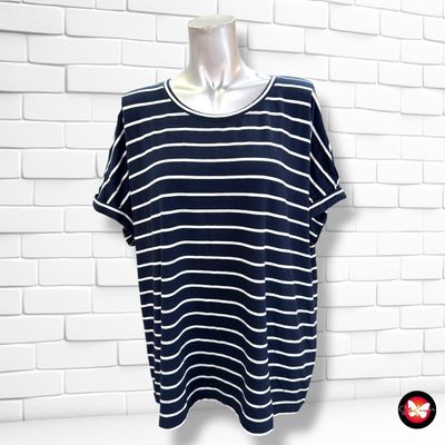**HOY** Camiseta de manga corta de rayitas GINA BENOTTI color Azul marino y blanco Talla 48/50