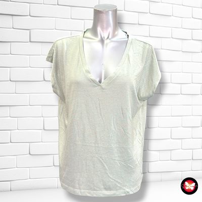 **HOY** Camiseta de manga corta con brillo ONLY color Verde salvia y dorado Talla M