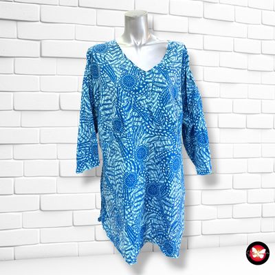 **HOY** Blusa de media manga ULLA POPKEN color Azul y turquesa Talla 48/50