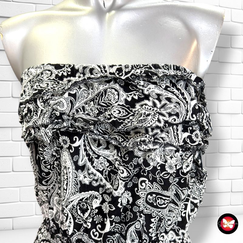 Mono largo palabra de honor  color Negro y blanco Talla ÚNICA