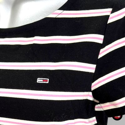 **HOY** Vestido de manga corta TOMMY HILFIGER color Negro, blanco y rosa Talla S