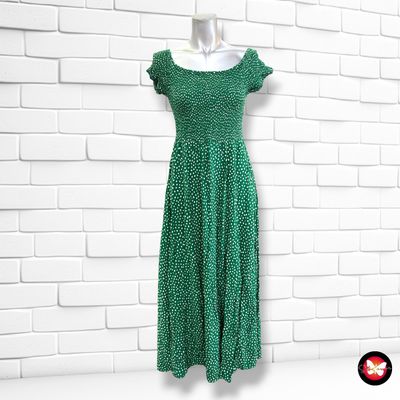 **HOY** Vestido largo escote barco AMISU color Verde y blanco Talla 46 (muy pequeña)