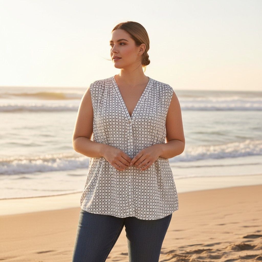 Camisa sin mangas H&amp;M color Blanco y negro Talla 54