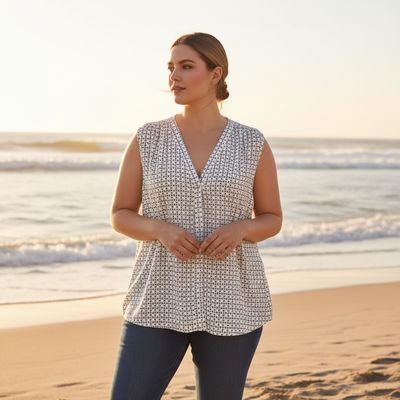 **HOY** Camisa sin mangas H&amp;M color Blanco y negro Talla 54