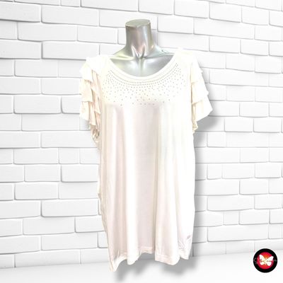 **HOY** Camiseta de mangas de volantes LAURA KENT color Blanco roto Talla 50
