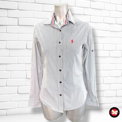 **HOY** Camisa de manga larga de rayitas POLO RALPH LAUREN color Blanco y azul Talla M (pequeña)